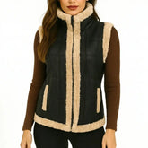 Genuine Sheepskin Leather Vest – Fur Lined Women Waistcoat