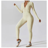 Women’s Long Sleeve Yoga Jumpsuit – Zip Front One-Piece Workout Suit