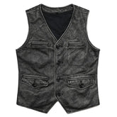 Vintage Genuine Cowhide Leather Vest – Men’s Sleeveless Jacket