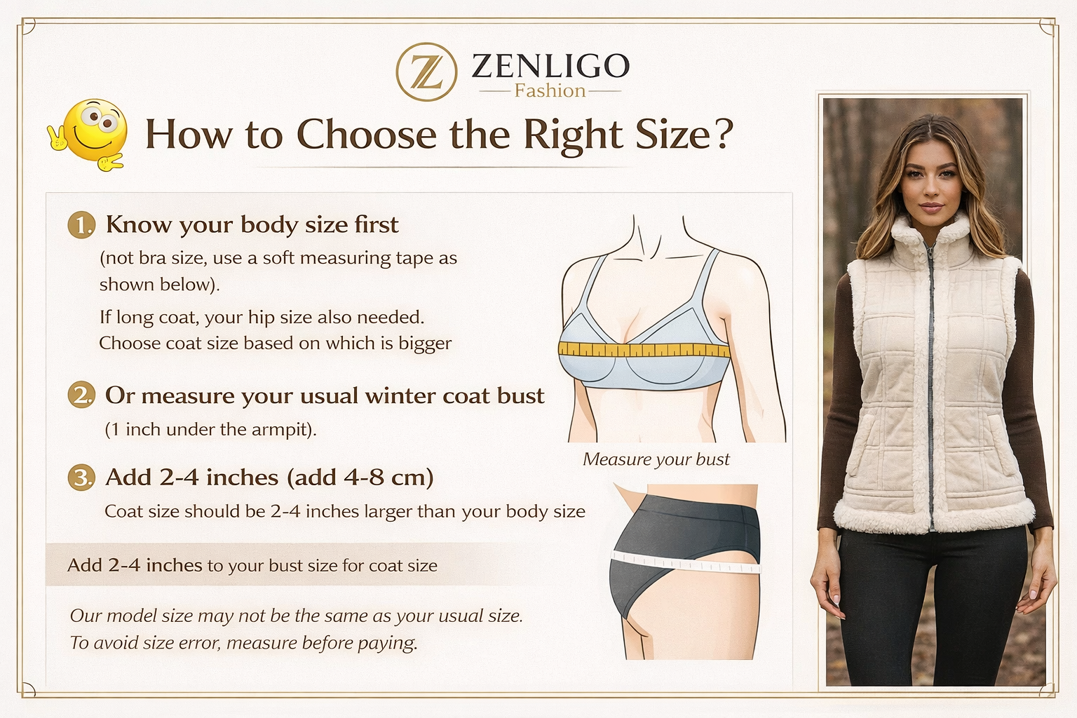 Genuine Sheepskin Leather Vest – Fur Lined Women Waistcoat