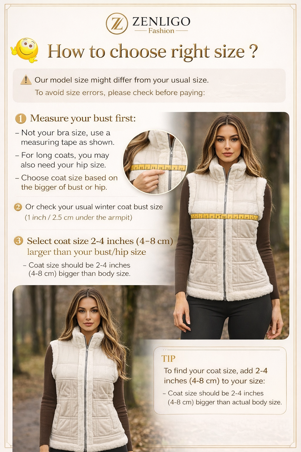 Genuine Sheepskin Leather Vest – Fur Lined Women Waistcoat