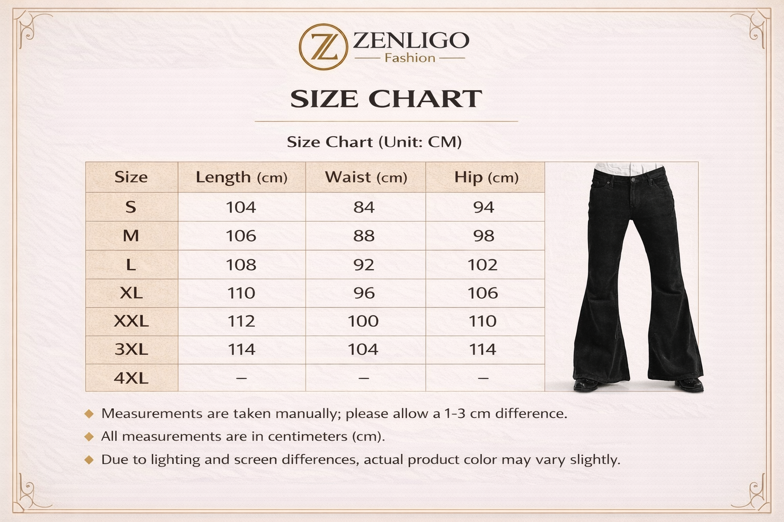 Men’s Corduroy Bell Bottom Pants – Slim Fit Flared Trousers