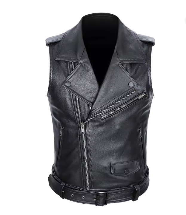 Vintage Genuine Cowhide Leather Vest – Men’s Sleeveless Jacket