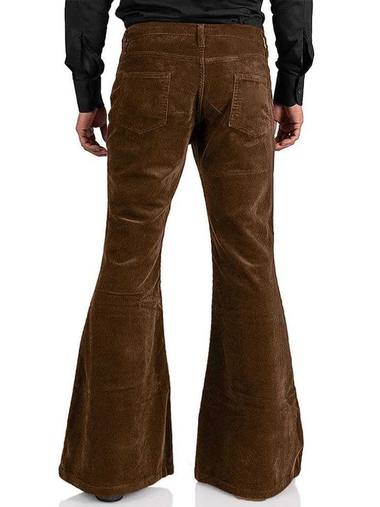 Men’s Corduroy Bell Bottom Pants – Slim Fit Flared Trousers