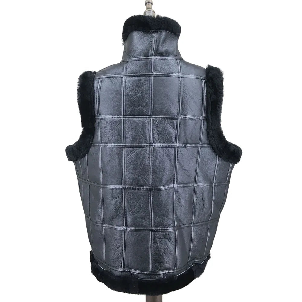 Genuine Sheepskin Leather Vest – Fur Lined Women Waistcoat