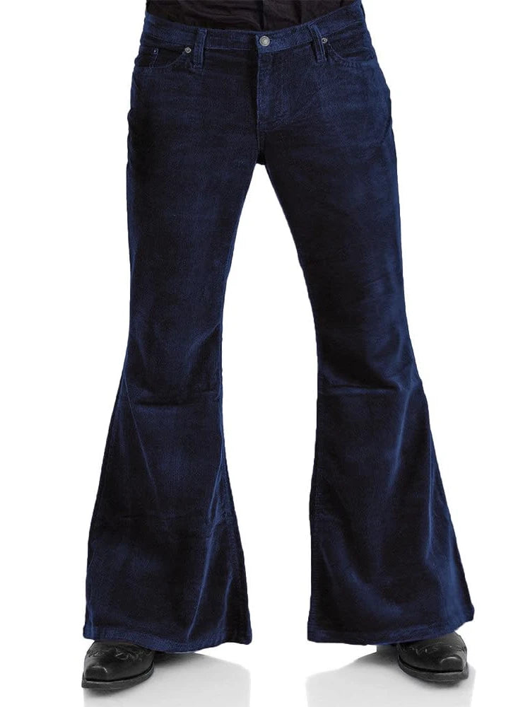 Men’s Corduroy Bell Bottom Pants – Slim Fit Flared Trousers