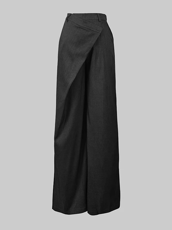 Women’s High Waisted Wide Leg Suit Pants – Asymmetric Design Trouser