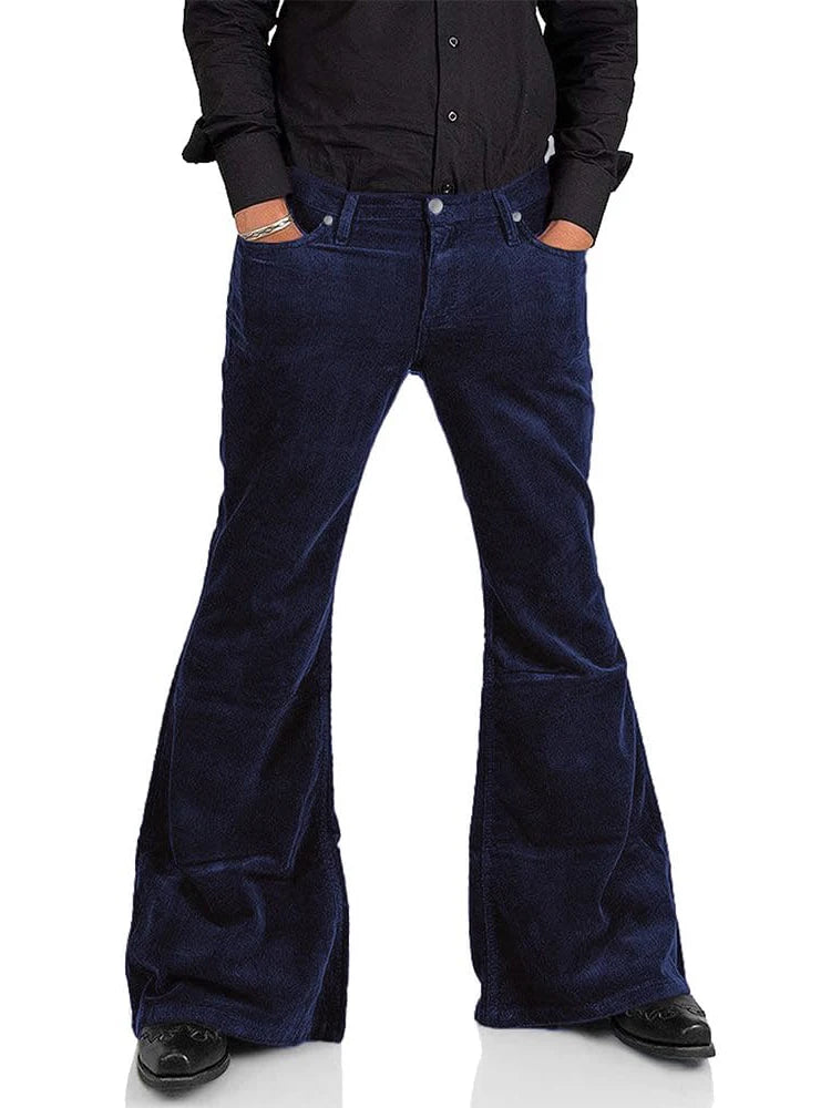 Men’s Corduroy Bell Bottom Pants – Slim Fit Flared Trousers