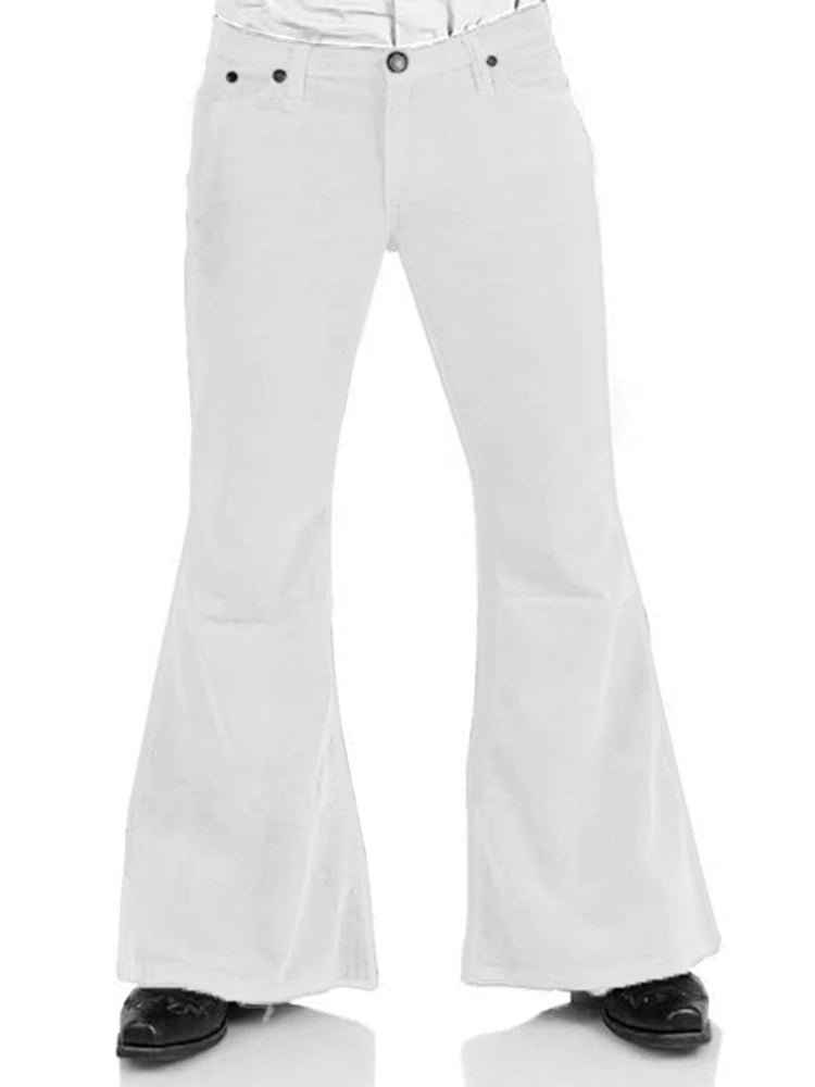 Men’s Corduroy Bell Bottom Pants – Slim Fit Flared Trousers