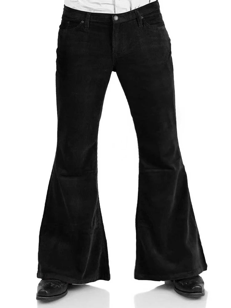 Men’s Corduroy Bell Bottom Pants – Slim Fit Flared Trousers