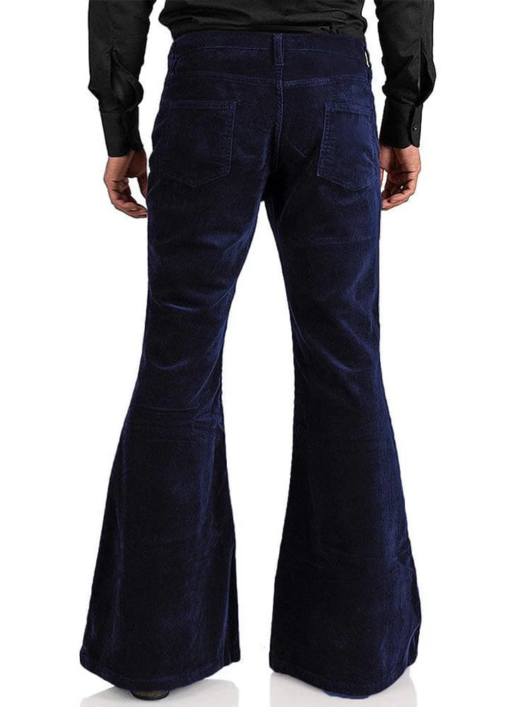 Men’s Corduroy Bell Bottom Pants – Slim Fit Flared Trousers