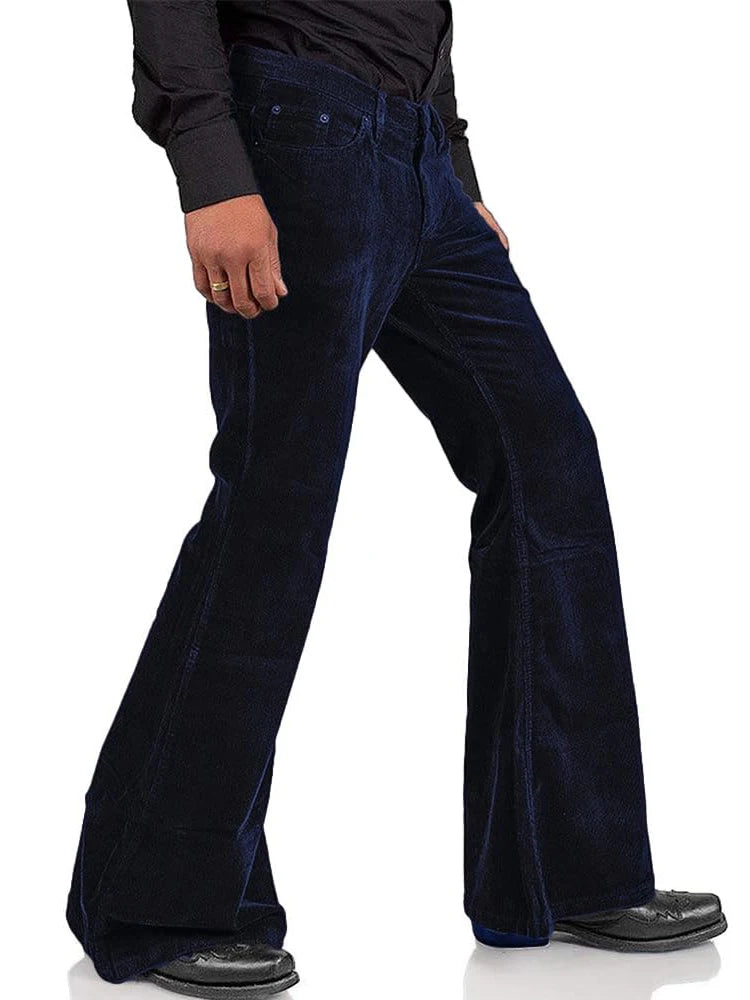 Men’s Corduroy Bell Bottom Pants – Slim Fit Flared Trousers