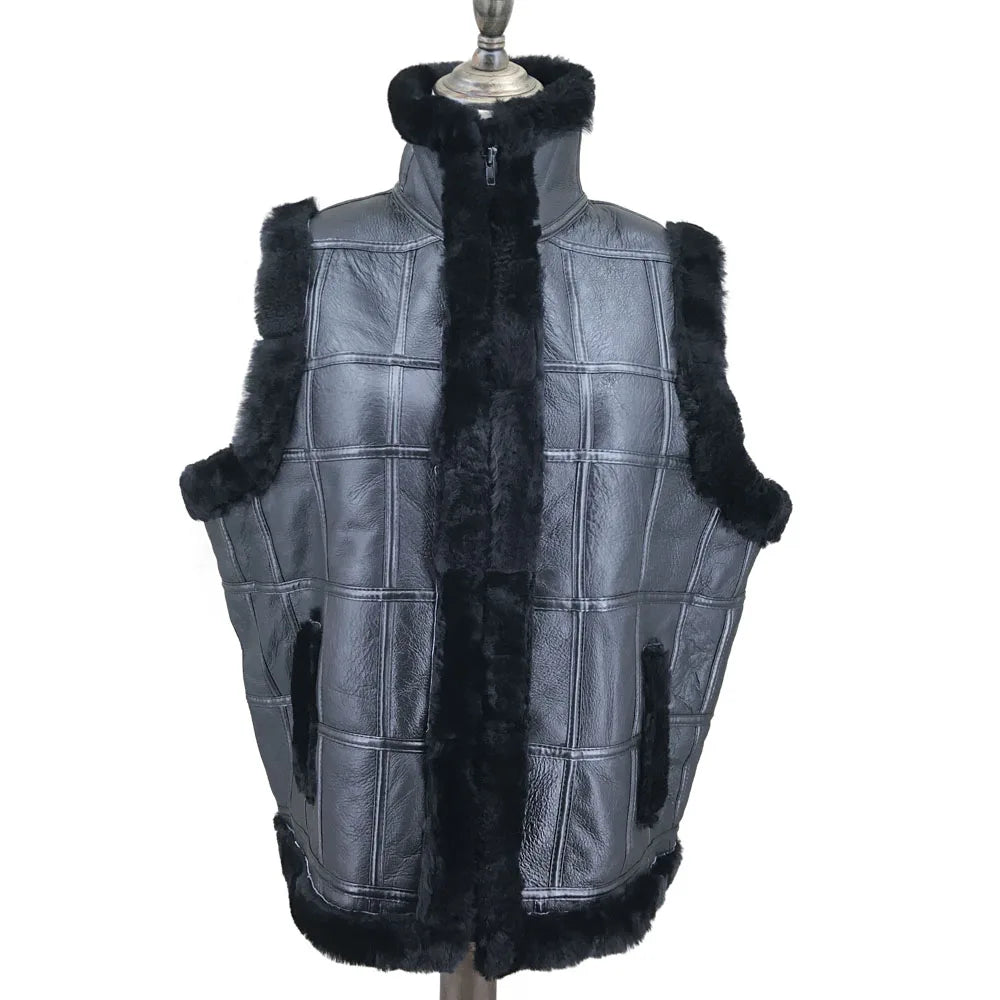 Genuine Sheepskin Leather Vest – Fur Lined Women Waistcoat