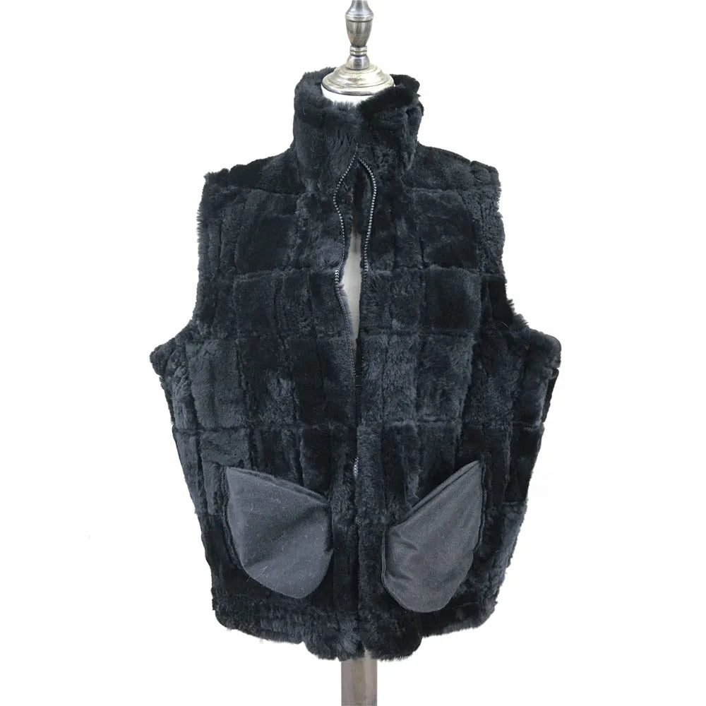 Genuine Sheepskin Leather Vest – Fur Lined Women Waistcoat