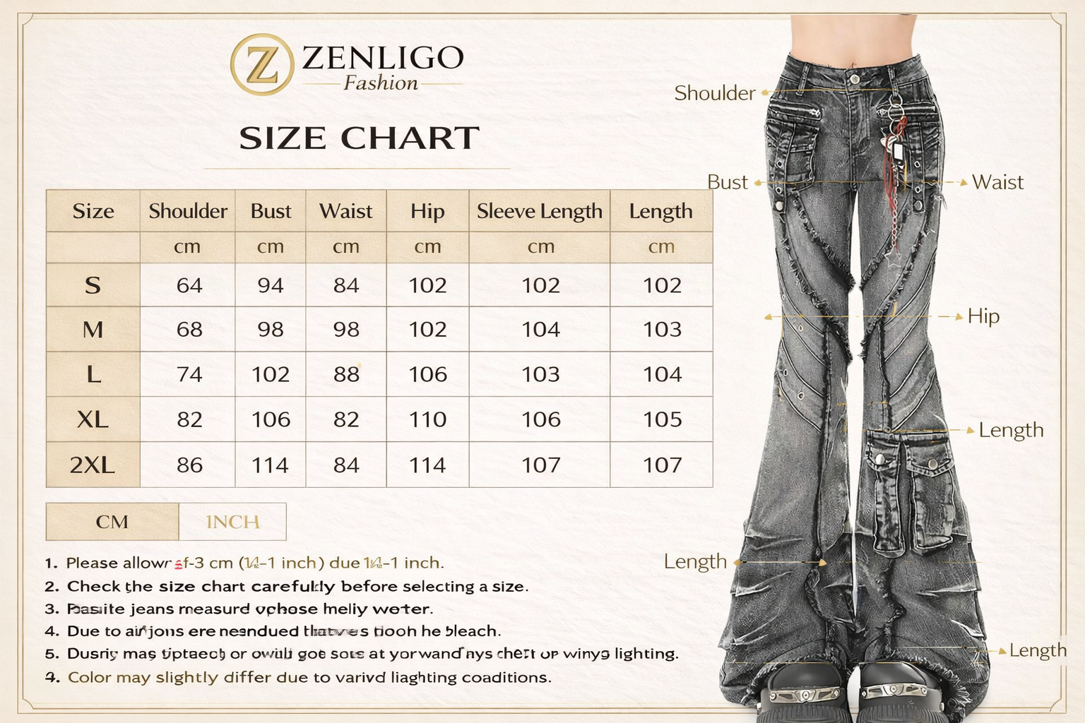 Women’s Flared Cargo Jeans – Wide Leg Denim Pants