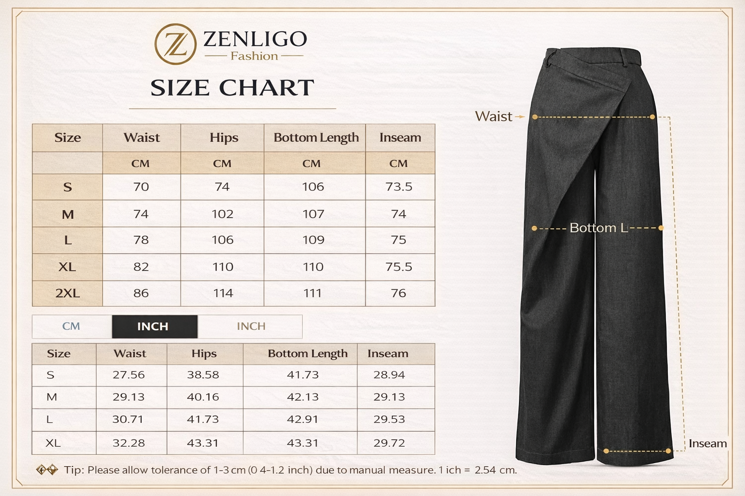 Women’s High Waisted Wide Leg Suit Pants – Asymmetric Design Trouser