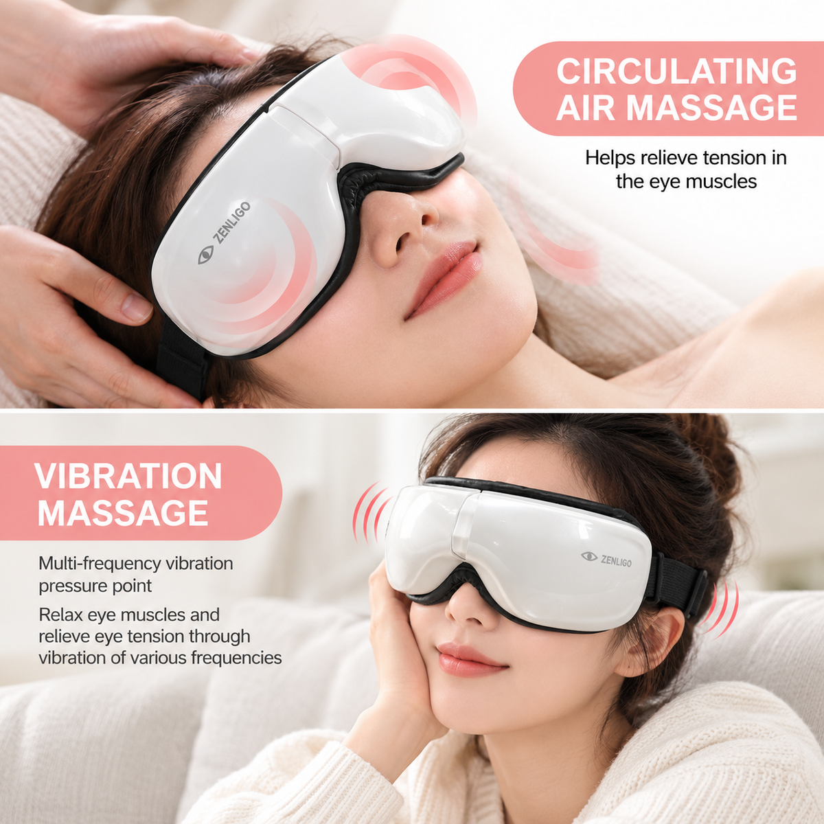 Zenligo Vibration & Heat Eye Massager with Wireless Music